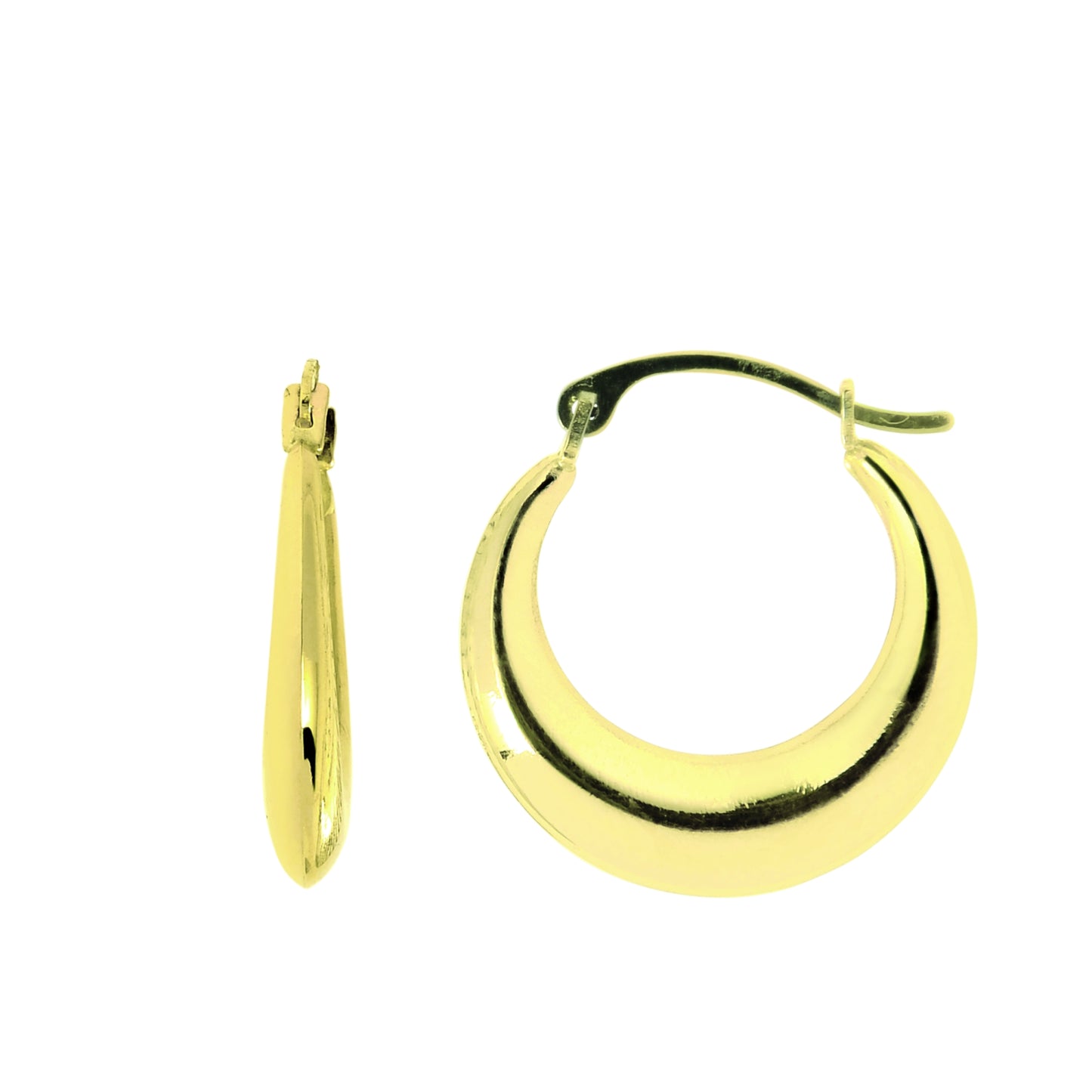 14K Gold Polished Round Graduated Back to Back Hoop Earring