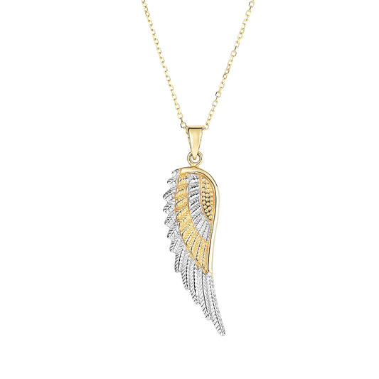 14K Two-tone Gold Angel Wing Necklace