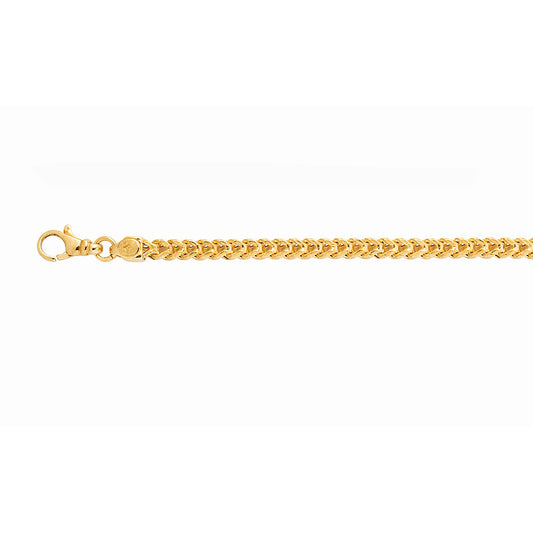 14K Gold 5.3mm Semi-Solid Square Franco Chain