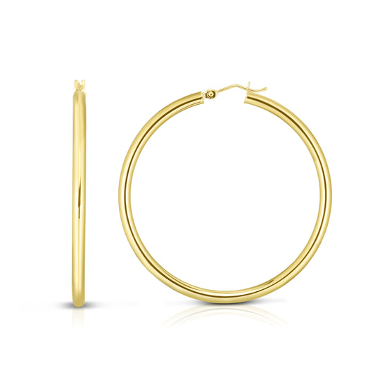 14K Gold 3x40mm Hoops