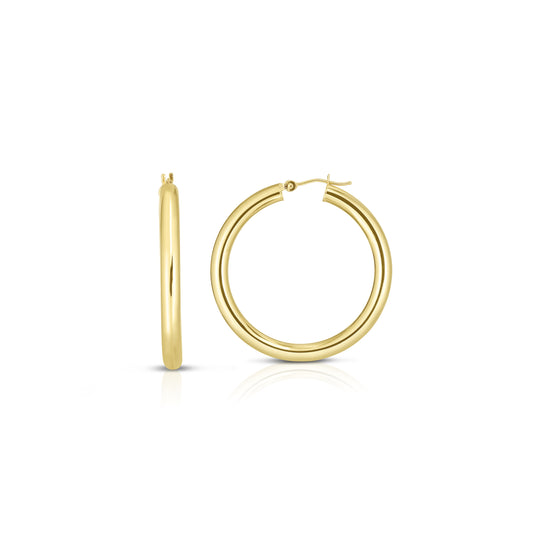 14K Gold 4x25mm Hoops