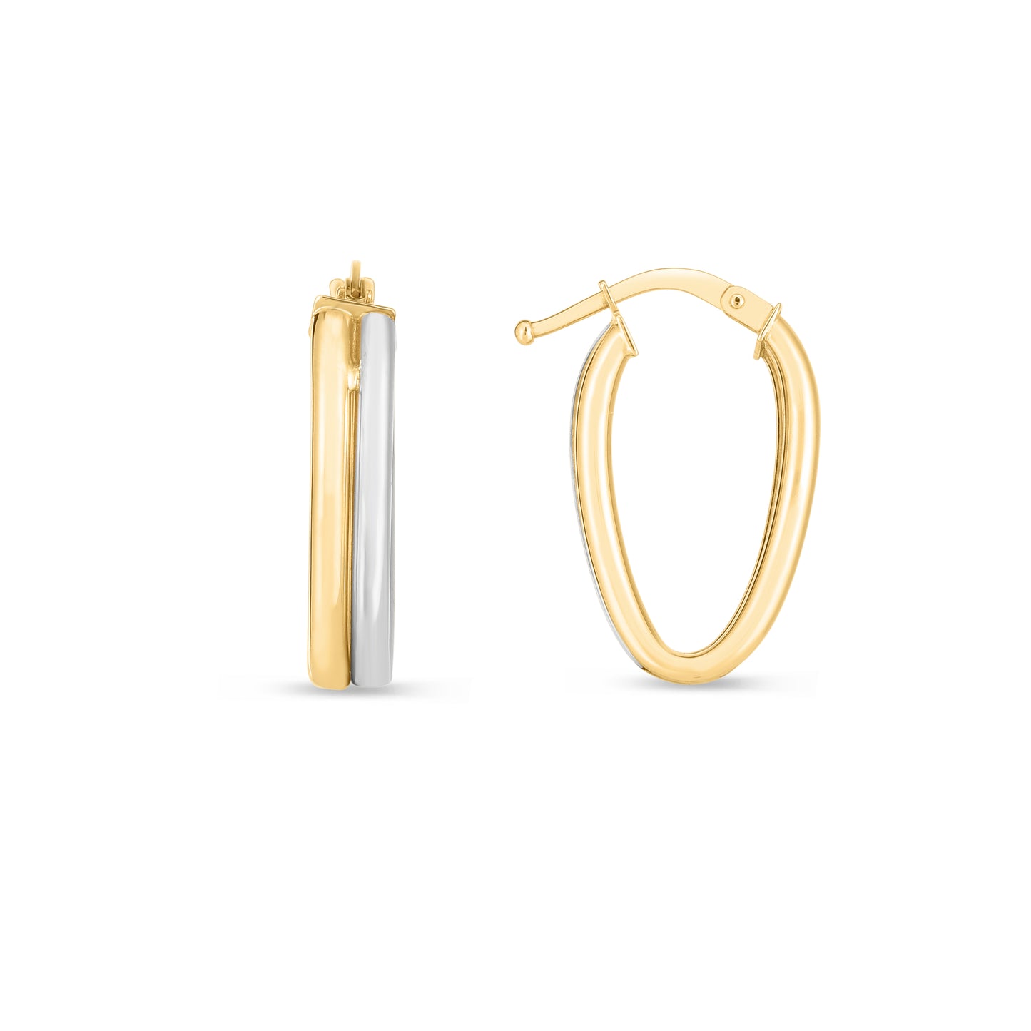 14K Two-tone Double Oval Hoops