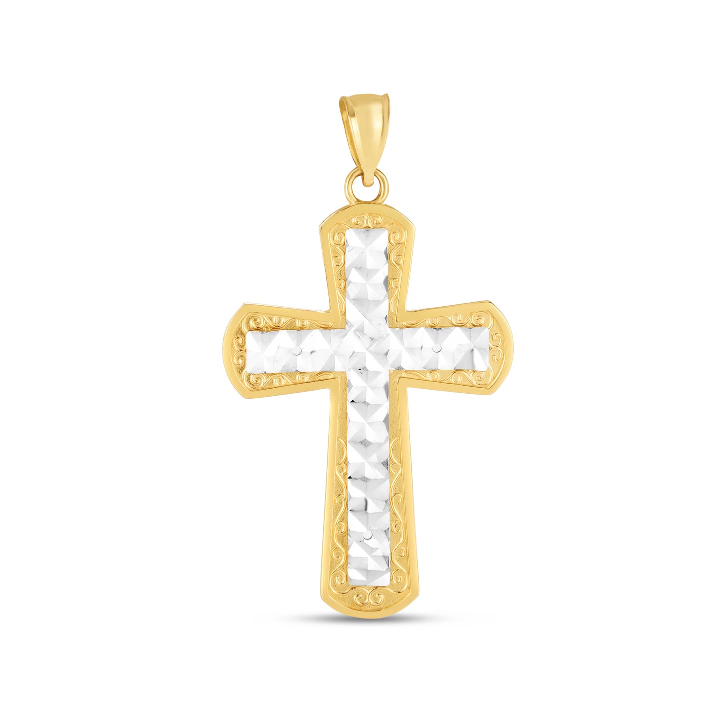 14K Two-tone Cross Pendant