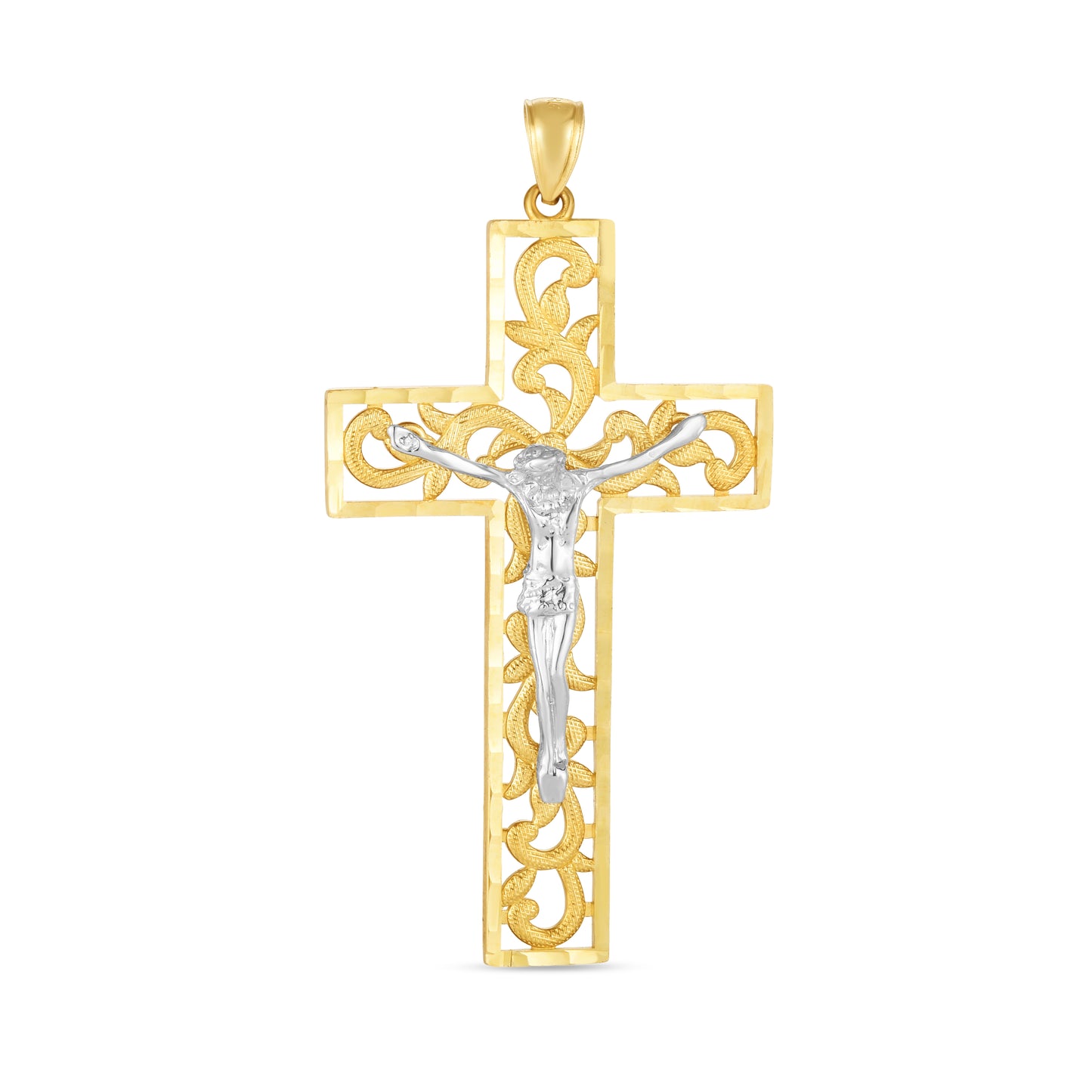 14K Two-tone Cross Pendant