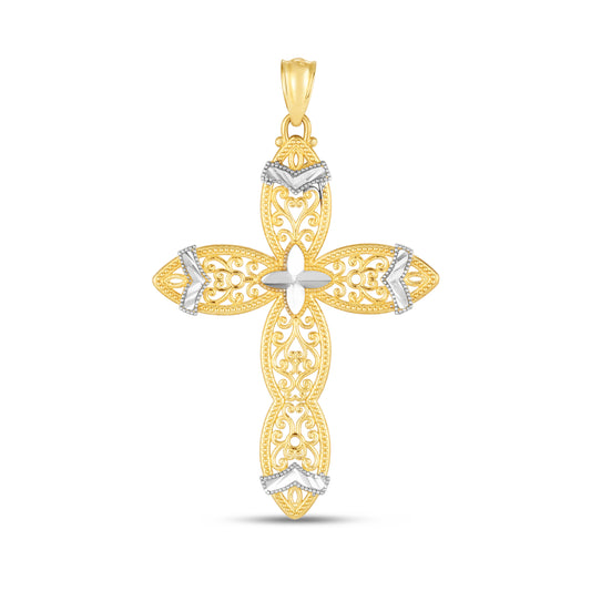 14K Two-tone Cross Pendant