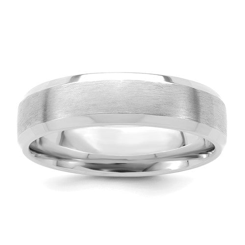 Comfort Fit With Beveled Edge Wedding Band in 14K White Gold — 6mm, Size 10