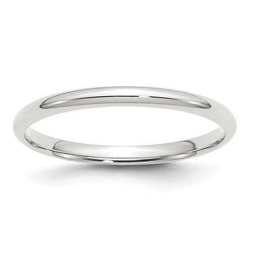 Comfort Fit Wedding Band in 14K White Gold — 2mm, Size 4.5