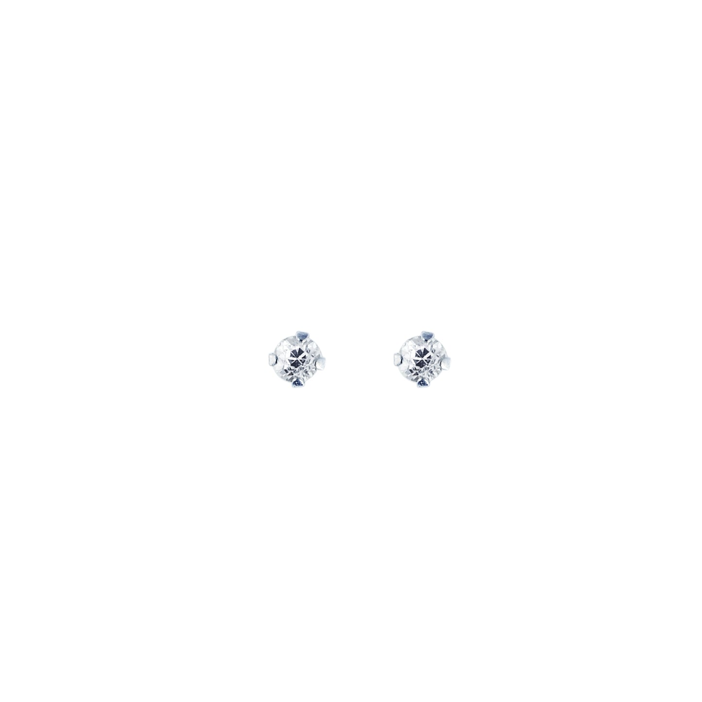 14K Gold 2mm Round CZ Stud Earring