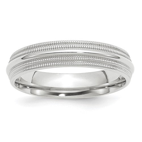 Comfort Fit Wedding Band in 14K White Gold — 5mm, Size 13