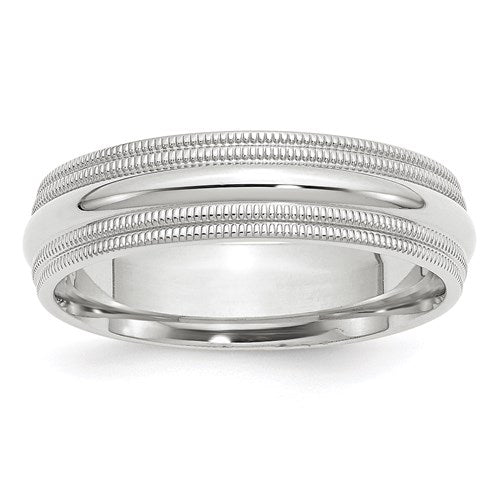 Comfort Fit Wedding Band in 14K White Gold — 6mm, Size 8