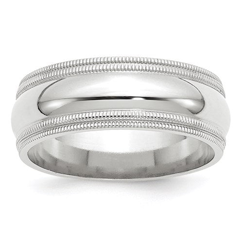 Comfort Fit Wedding Band in 14K White Gold — 8mm, Size 11