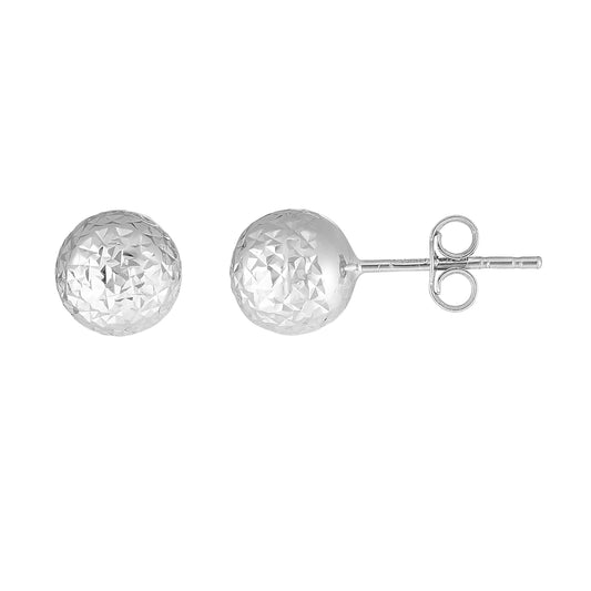 14K Gold 7mm Crystal Cut Post Earring