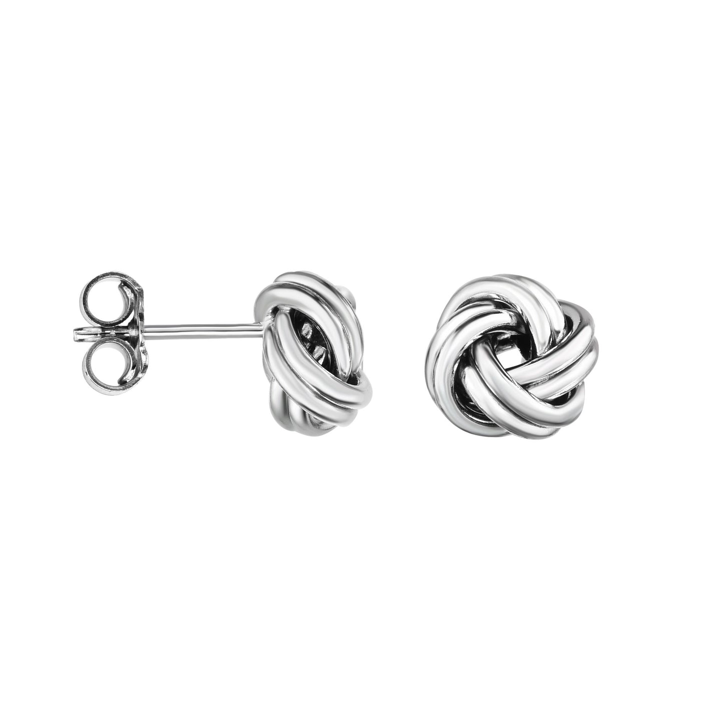 14K Gold Polished Multi-Row Love Knot Stud Earring