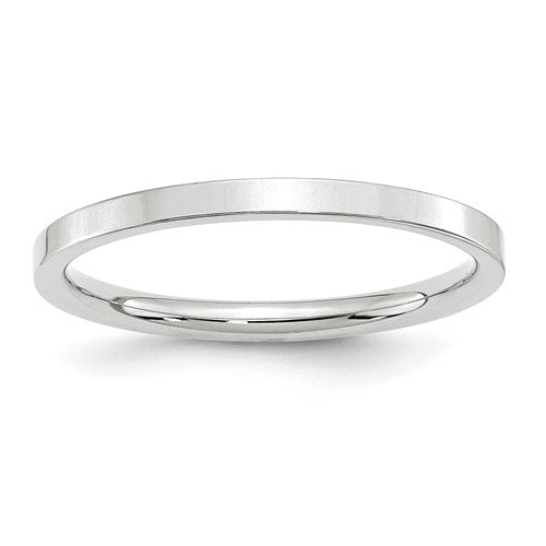 Flat Comfort Fit Wedding Band in 14K White Gold — 2mm, Size 5