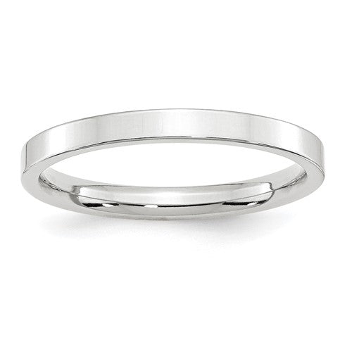 Flat Comfort Fit Wedding Band in 14K White Gold — 2.5mm, Size 11