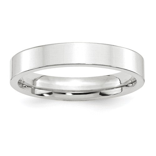 Flat Comfort Fit Wedding Band in 14K White Gold — 4mm, Size 8