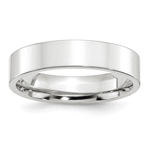 Flat Comfort Fit Wedding Band in 14K White Gold — 5mm, Size 7.5