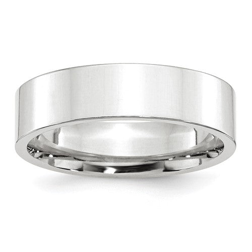 Flat Comfort Fit Wedding Band in 14K White Gold — 6mm, Size 4