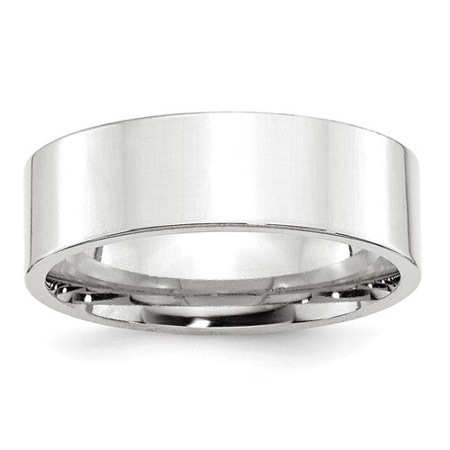 Flat Comfort Fit Wedding Band in 14K White Gold — 7mm, Size 11.5