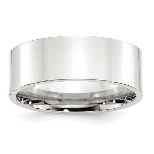 Flat Comfort Fit Wedding Band in 14K White Gold — 8mm, Size 14