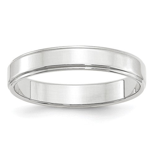 Flat With Step Edge Wedding Band in 14K White Gold — 4mm, Size 5