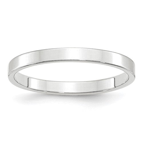 Flat Wedding Band in 14K White Gold — 2.5mm, Size 4