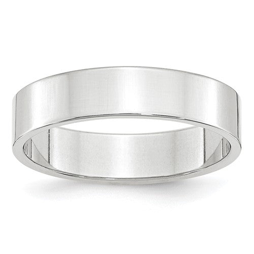 Flat Wedding Band in 14K White Gold — 5mm, Size 6.5