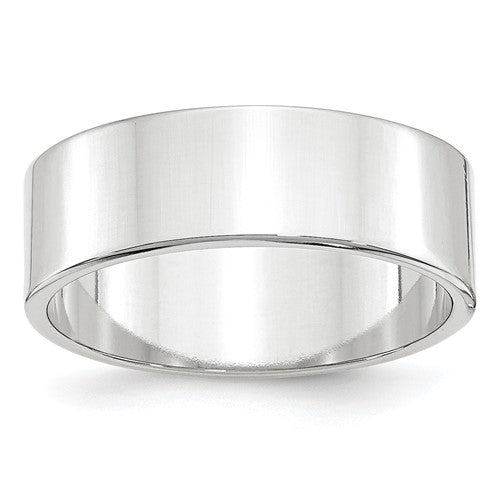 Flat Wedding Band in 14K White Gold — 7mm, Size 13