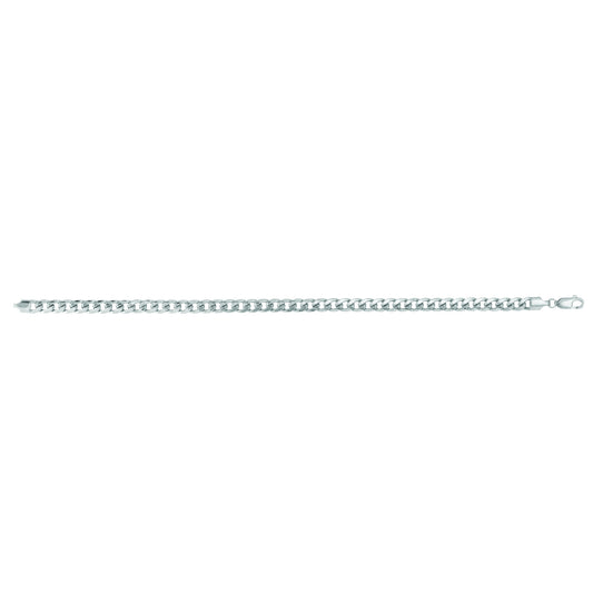 Semi-Solid Miami Cuban Chain Bracelet in 14K White Gold — 8.5 Inches, 5.5mm