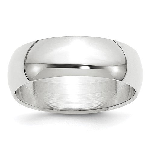 Half-Round Wedding Band in 14K White Gold — 7mm, Size 14