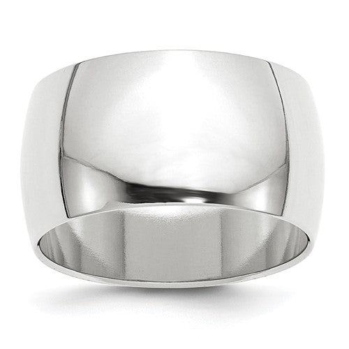 Half-Round Wedding Band in 14K White Gold — 12mm, Size 9