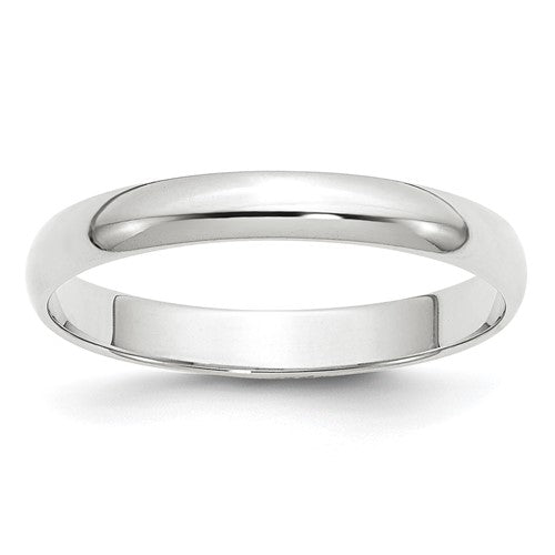Half Round Wedding Band in 14K White Gold — 3mm, Size 5