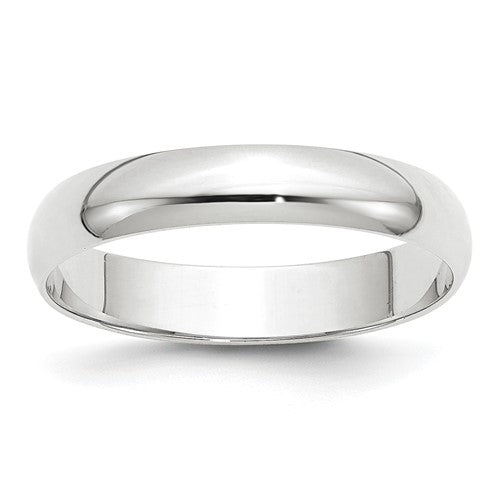 Half Round Wedding Band in 14K White Gold — 4mm, Size 11
