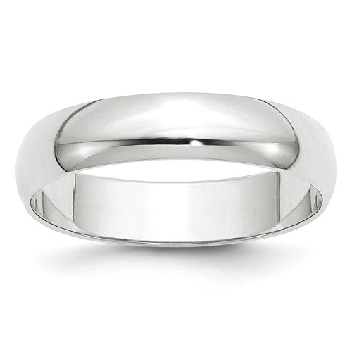 Half Round Wedding Band in 14K White Gold — 5mm, Size 6.5