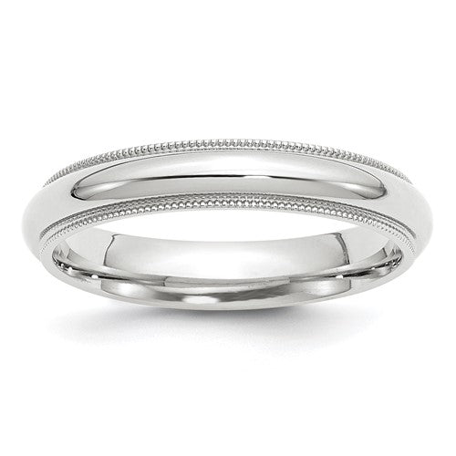 Half Round Comfort Fit Wedding Band in 14K White Gold — 4mm, Size 7