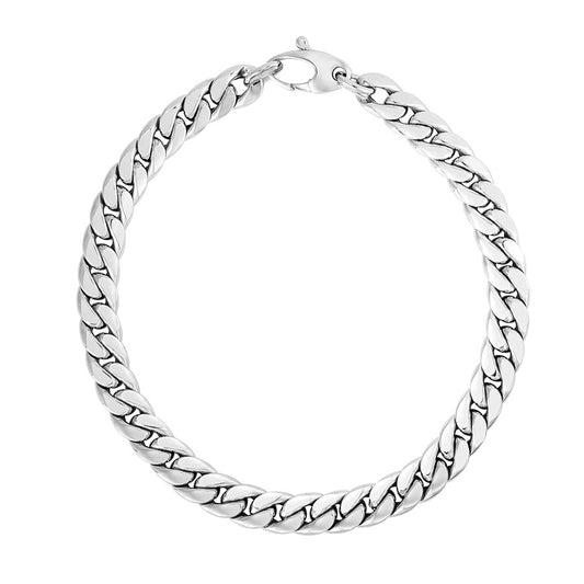 Classic Cuban Link Bracelet in 14K White Gold — 7.25 Inches