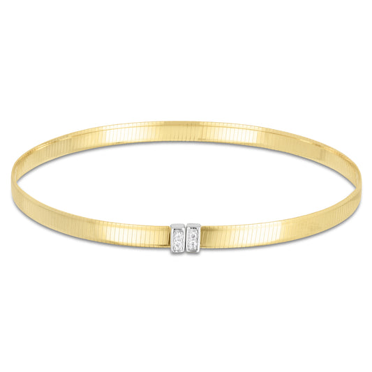 14K Gold Omega Diamond Bangle