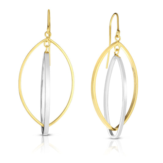 14K Gold Interlocking Tear Drop Dangle Earring