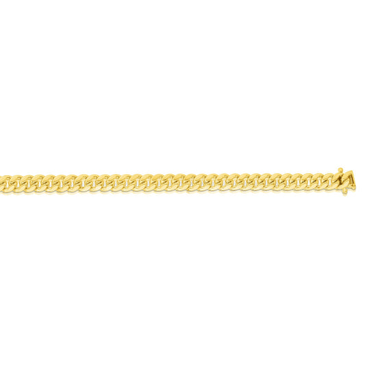Semi-Solid Miami Cuban Chain in 10K Yellow Gold — 8 Inches, 5mm