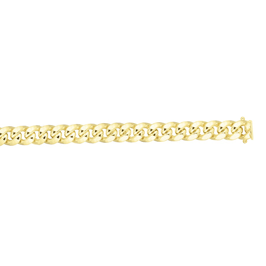 Semi-Solid Classic Miami Cuban Chain Bracelet in 10K Yellow Gold — 8.5 Inches, 6.6mm
